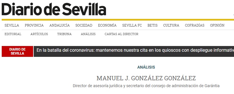 imagen de Artículo de Manuel J. González, Director de asesoría jurídica y secretario del consejo de administración de Garántia